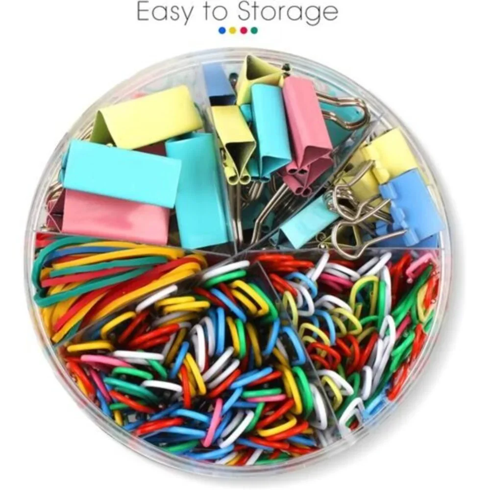300‎ Pcs Paper Clips, Binder Clips and Rubber Bands, Office Supply Set